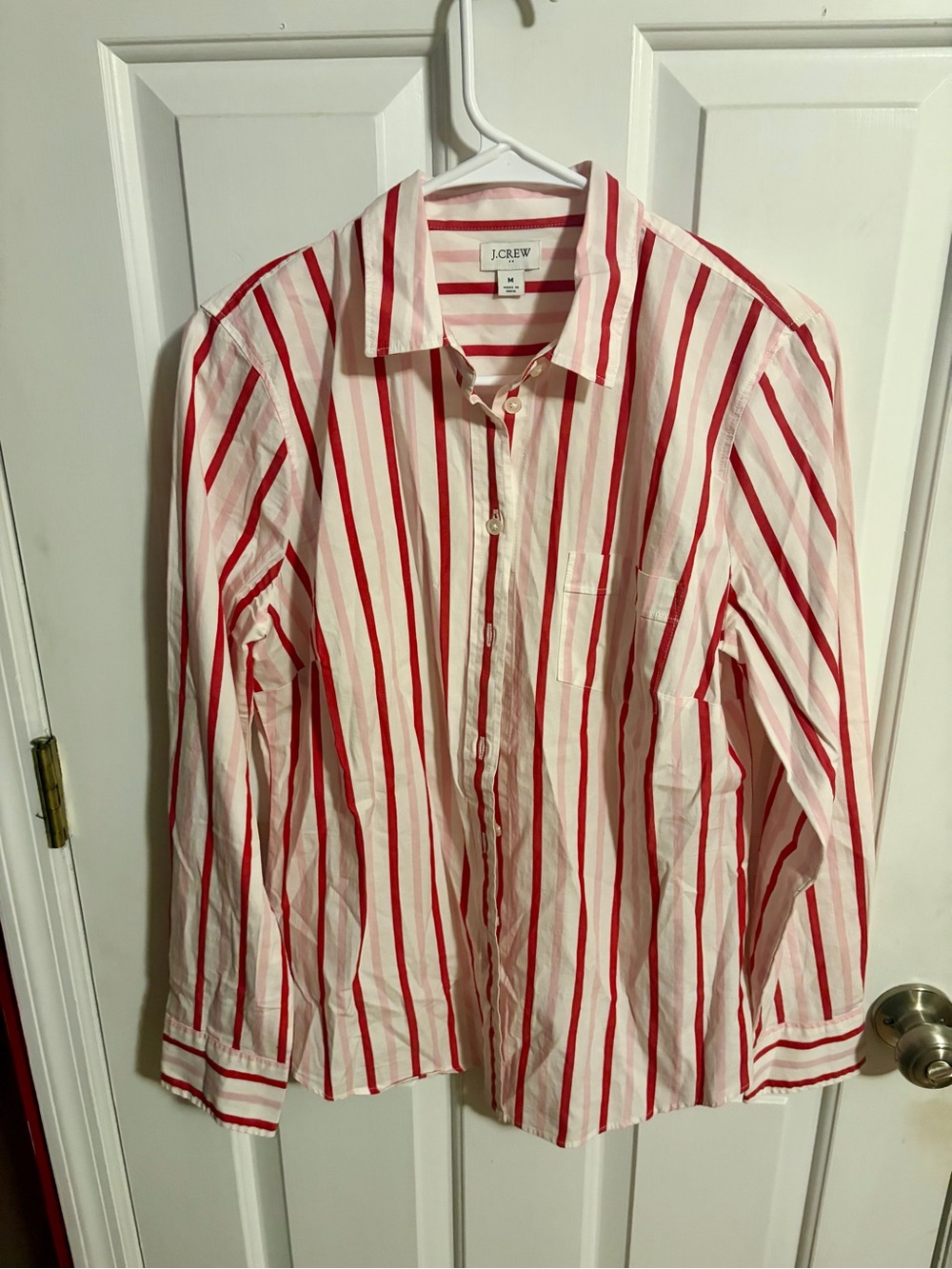 J. Crew Womens Red & White Stripe Button-Up Shirt